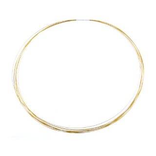Womens Stainless Steel Gold Colored Cable Wire Chain Necklace, 16