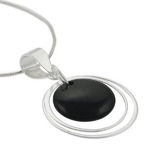  Silver Genuine Onyx beaded Necklace w/Heart Pendant 