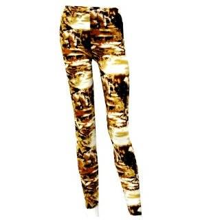 Yelete Abstract Burnt Leaves Leggings Gold Size Medium / Large