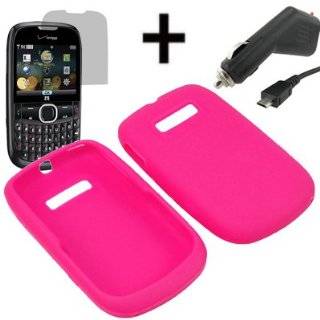   Case for Verizon ZTE Adamant F450 + LCD + Car Charger Magenta Pink