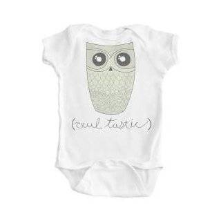 Girls White Organic One Piece Body Suit with Owl Tastic Design