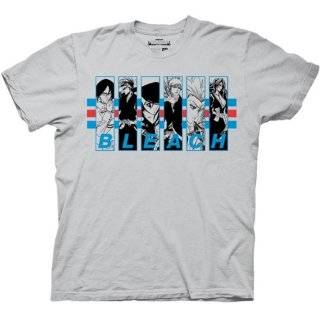 Bleach 5 Characters Frames with Stripes Ice Grey Adult Tee