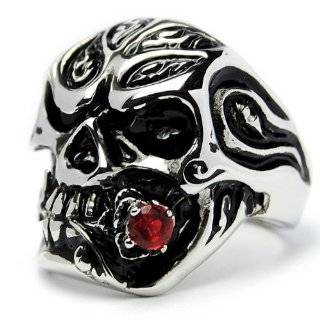   Tiger Stainless Steel Ring With Red Cubic Zirconia Size 10 Jewelry