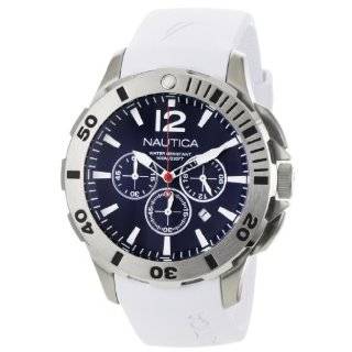 Nautica Mens N16568G BFD 101 White Resin and Blue Dial Watch