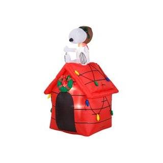 Christmas Peanuts Snoopy Red Baron Dog House 4 Airblown Inflatable