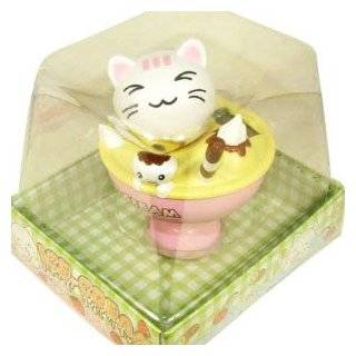 Solar Powered Bobble Head Happy Cat Kitty In The Ice Cream Cup Home 