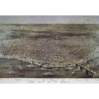 BIRDS EYE VIEW CITY OF ST. LOUIS MAP LARGE VINTAGE POSTER REPRO