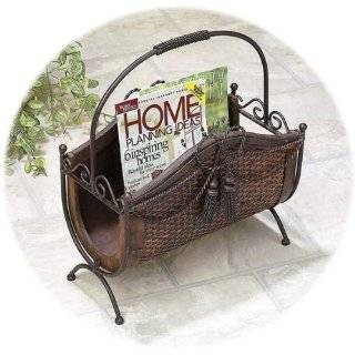 Bamboo Wood Metal Magazines Paper Rack Stand
