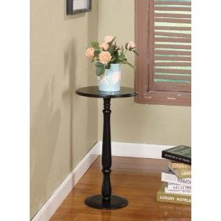 Dark Black Finish Wood Plant Stand Accent Side End Table
