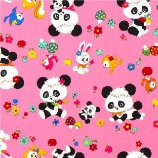  Trans Pacific Anime Pandas Turquoise Fabric Yardage Arts 