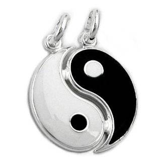Yin Yang 2 Piece Pewter Friendship Pendant Neclace  Key Chain 