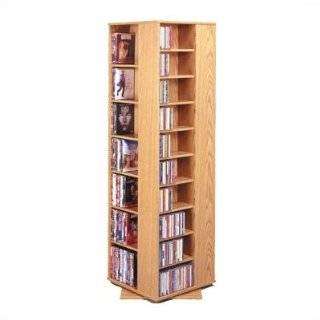 CD 1040 Revolving Multimedia Storage Tower in Oak with Black   Holds 