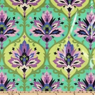 54 Wide Amy Butler Love Laminated Trumpet Flowers Emerald Fabric By 