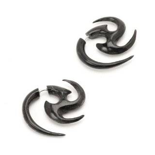  Natural aztec tribal tattoo horn spiral earrings pair by 