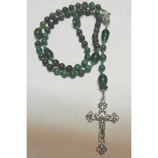   Rosary   African Turquoise, Gold Pewter Cross 
