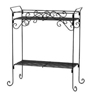  River North 3 Tier Combo Top Plant Stand Column, Black 