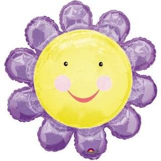 Purple Smiling Flower 29 Mylar Balloon