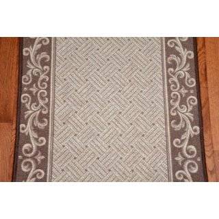 Caramel Scroll Border Carpet Runner   Purchase By the Linear Foot