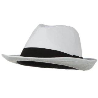  Extra Big Size Banded Cotton Fedora Hat   White Black Band 