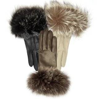   Italian Fox Fur Cuff Cashmere LIned Leather Gloves By Fratelli Orsini