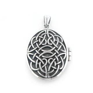 Celtic Ancient Sun Cross Large Oval Locket Pendant in Sterling Silver 