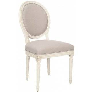  Country Natural Linen Medallion Oval Back Dining Chair