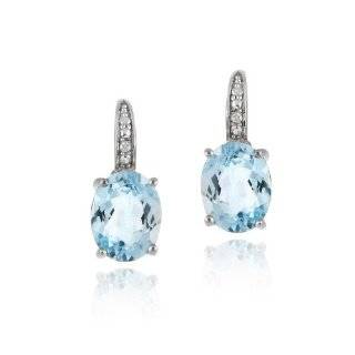 Sterling Silver 5 CT. Blue Topaz and CZ Dangle Earrings Jewelry