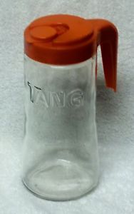 Vintage Tang Pitcher Anchor Hocking Glass Serving Decanter w Orange Plastic Lid