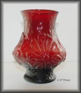 Anchor Hocking Ruby Red Glass Rainflower Flower Vase