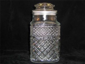 Anchor Hocking Wexford Pattern Large Glass Canister Biscuit Cookie Candy Jar