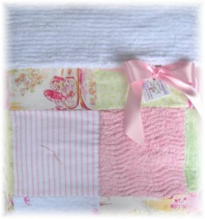 Playtime Toile Chenille Baby Pink Crib Quilt Bedding
