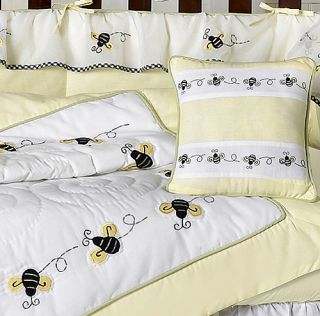 Boutique Luxury Yellow Bumblebee Discount Designer Unisex Baby Crib Bedding Set