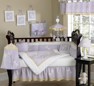 Unique Discount Purple Dragonfly Baby Girl Designer Crib Bedding Comforter Set