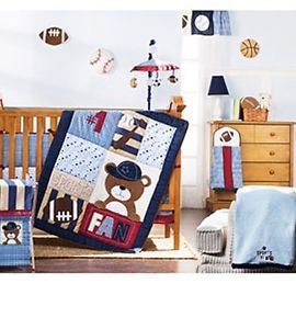 Lil Kids 1 Sports Fan Bear 4 Piece Crib Set Baby Bedding