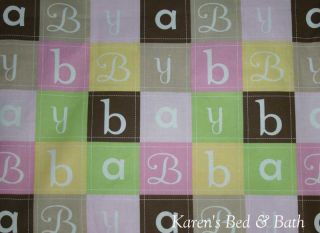 Baby Blocks Nursery Girl Boy Kids Pink Green Yellow Brown Curtain Valance New