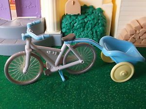 Fisher Price Dream Family Dollhouse Doll Bicycle Bike Baby Carrier Seat Blue