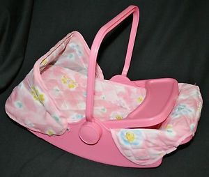 Baby Doll Seat Carrier Car Seat with Tray Hood Pink Floral Print