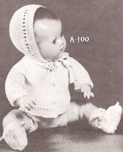 Knitting Pattern 10" 16" Baby Doll Clothes Sweater Cap