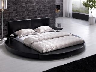 Vilenno King Size Modern Style Round Platform Bed Black