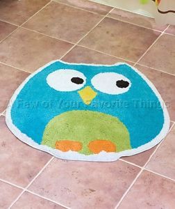 Owl Shaped Rug Mat Shower Bath Kids Adult Bathroom Blue Green Home Decor
