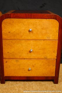 Pair Art Deco Nighstands Bedside Chests Chest Drawers Bedroom Furniture
