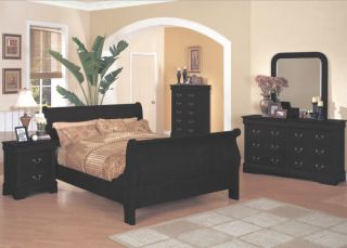 Louis Phillipe Wood 5pc Queen Bedroom Set Cherry or Black Color King Set Avail