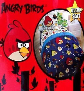 Rovio Angry Birds Blue Twin Comforter Sheets 4pc Bedding Set New