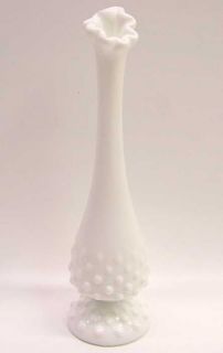 Fenton Milk Glass Hobnail Swung Bud Vase 9 Inches