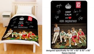 Keep Calm Love One Direction 1D Black Signature Up All Night Fleece Blanket