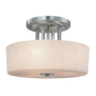New 3 Light Semi Flush Mount Ceiling Lighting Fixture Brushed Nickel Cream Glass