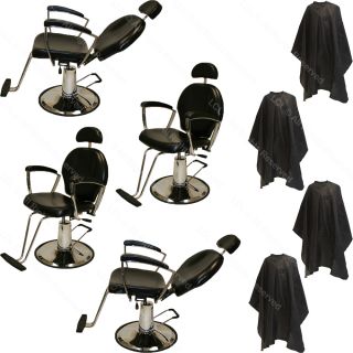 4 All Purpose Hydraulic Wood Arm Reclining Barber Chair Shampoo Salon Equipment
