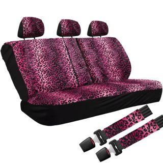 Pink Leopard Print Seat Covers Full Set Floor Mats Car SUV Truck Van
