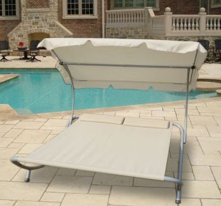 Swimming Pool Double Hammock Bed Chaise Lounge Sail Shade Patio Outdoor Lounge