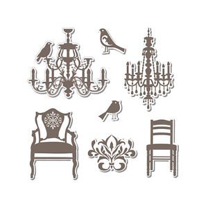 Sizzix Die Cut Template Repositionable Rubber Stamp Set Chandeliers